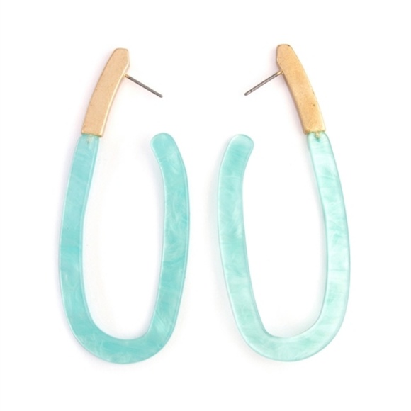 MINT MARBLE ACETATE CUT OUT DROP EARRINGS - Picture 3 of 4